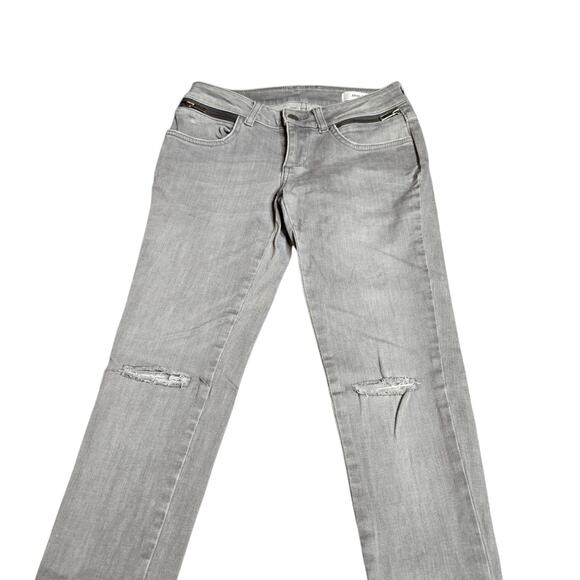 Anine Bing Double Zip Skinny Gray Distressed Jeans Size: 24 - Picture 3 of 7